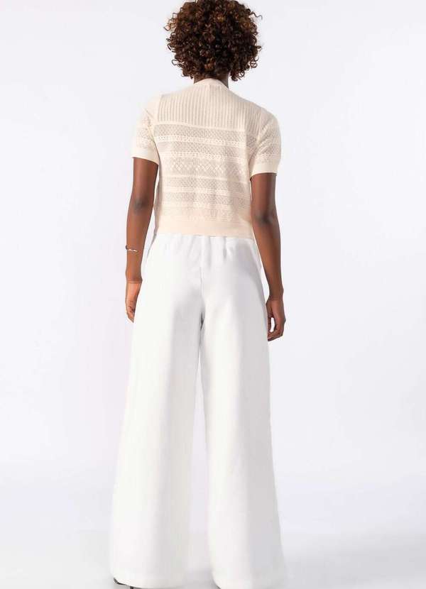 Lamis - Blusa Curta de Tricot Trabalhado Bege 4