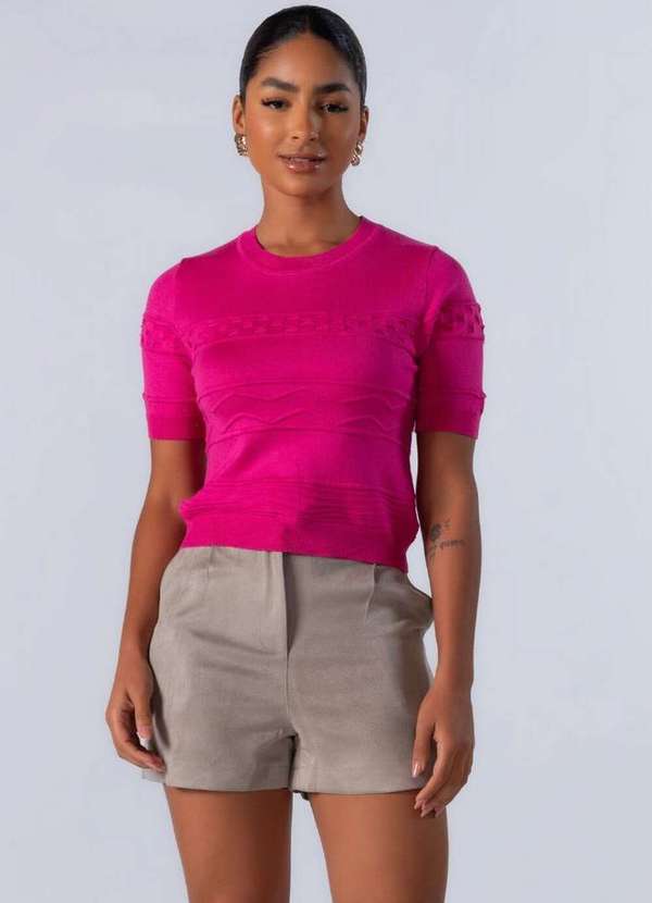 Lamis - Blusa Curta em Viscose com Texturas Pink 2