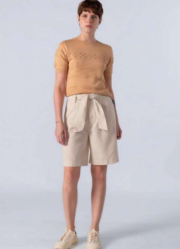 Lamis - Blusa Curta em Viscose com Texturas Caqui