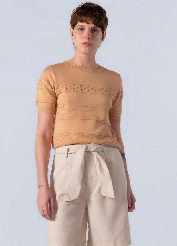 Lamis - Blusa Curta em Viscose com Texturas Caqui 2