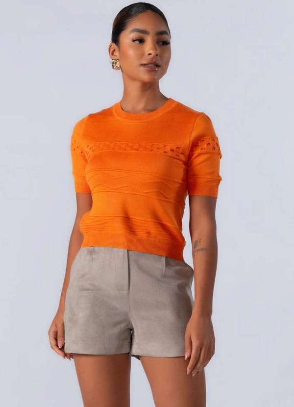 Lamis - Blusa Curta em Viscose com Texturas Laranja 2