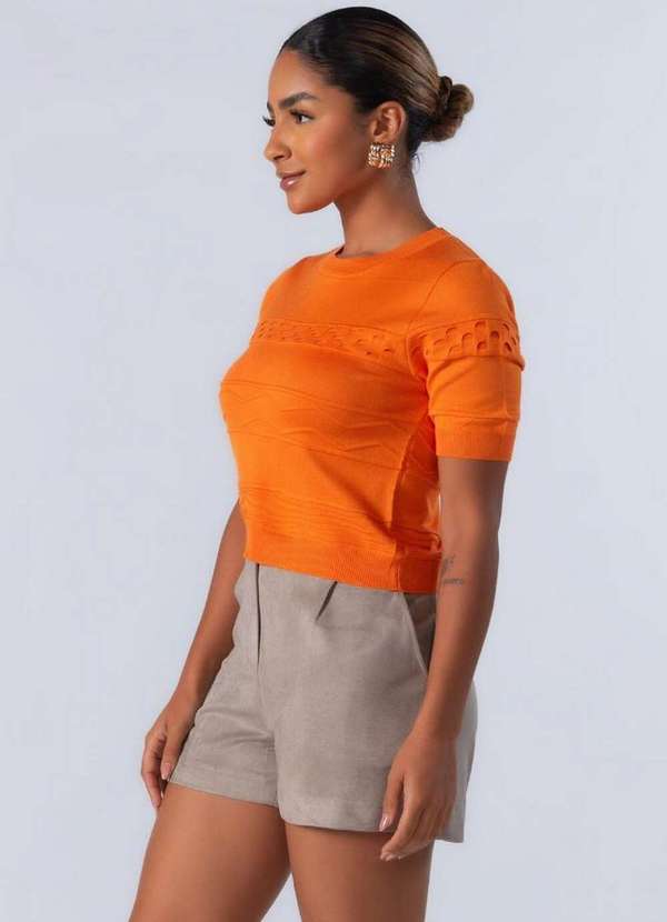 Lamis - Blusa Curta em Viscose com Texturas Laranja 3