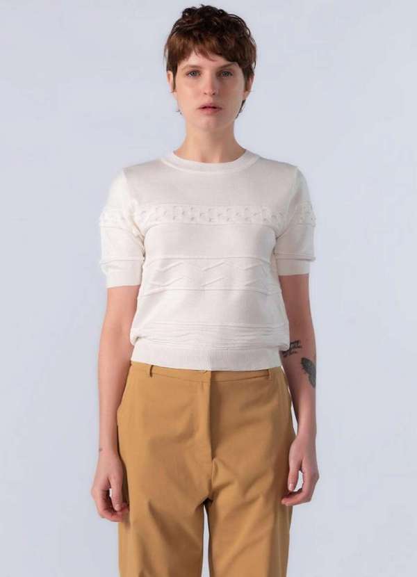 Lamis - Blusa Curta em Viscose com Texturas Off White 4