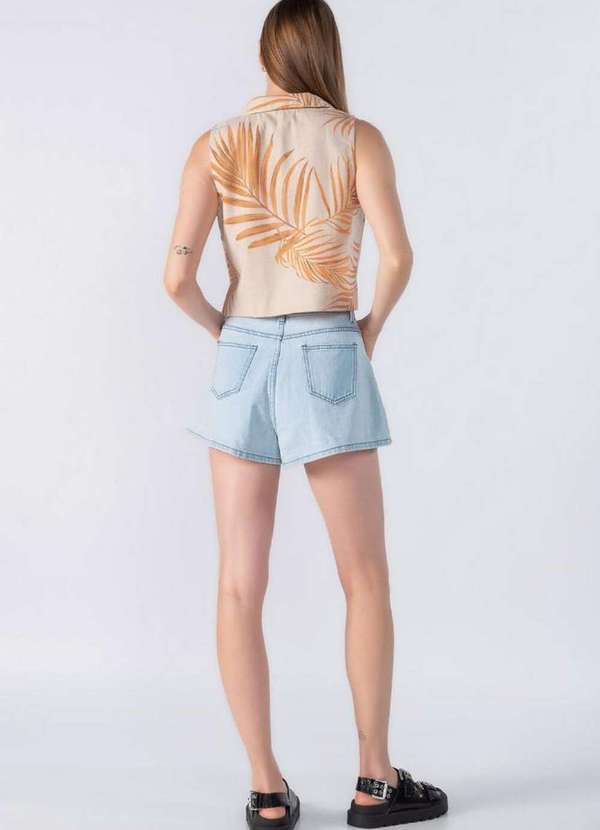 Lamis - Blusa Curta Estampada com Gola Laranja 4