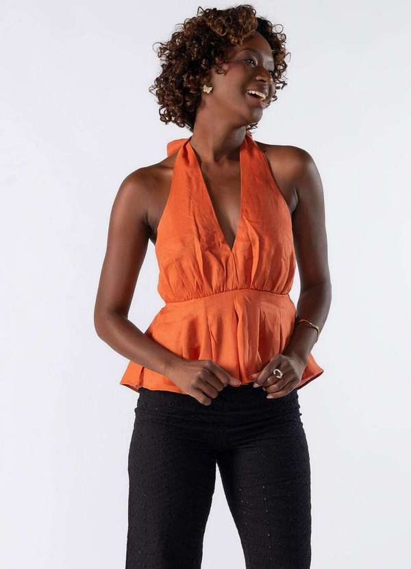 Lamis - Blusa de Babado Frente Única Ferrugem