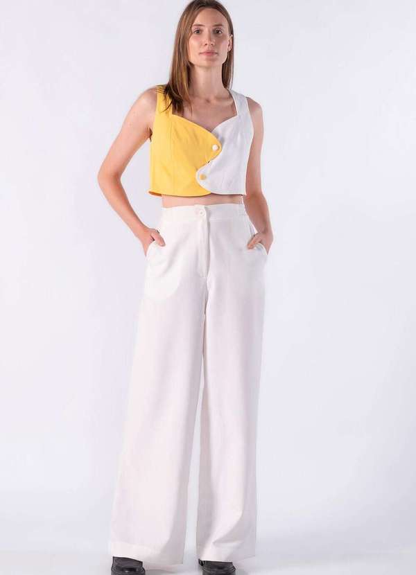 Lamis - Blusa em Alfaiataria Bicolor Amarelo
