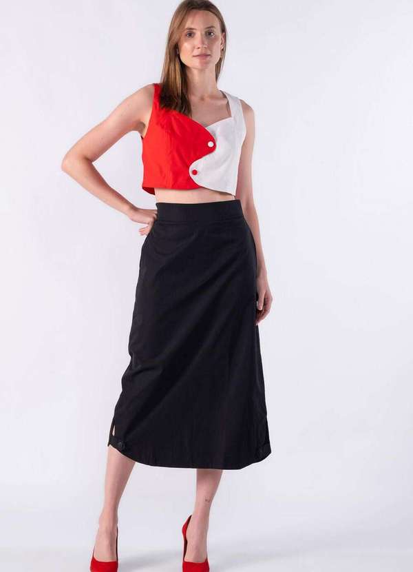 Lamis - Blusa em Alfaiataria Bicolor Vermelho