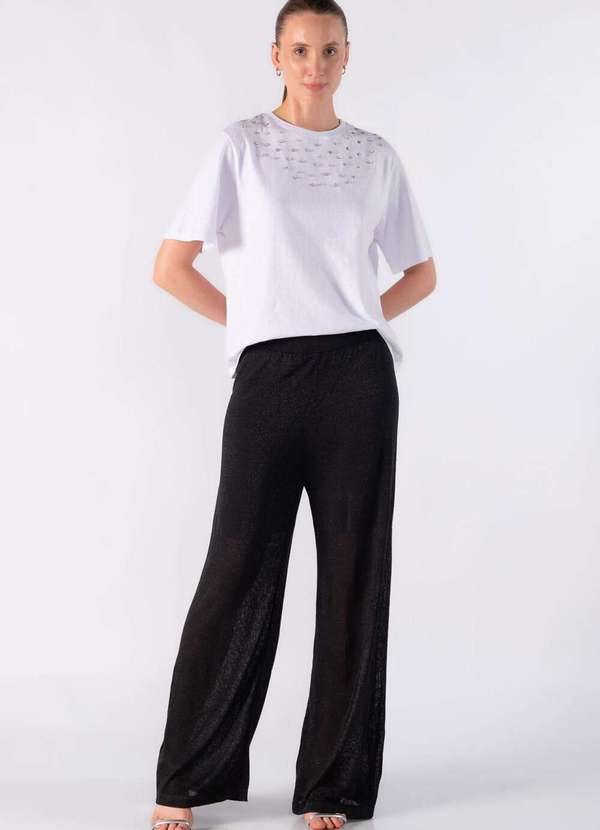 Lamis - Blusa em Algodao com Aplicacoes em Strass Branco