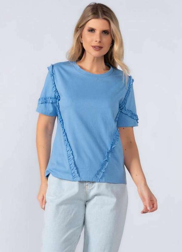 Lamis - Blusa em Algodao com Babados Azul