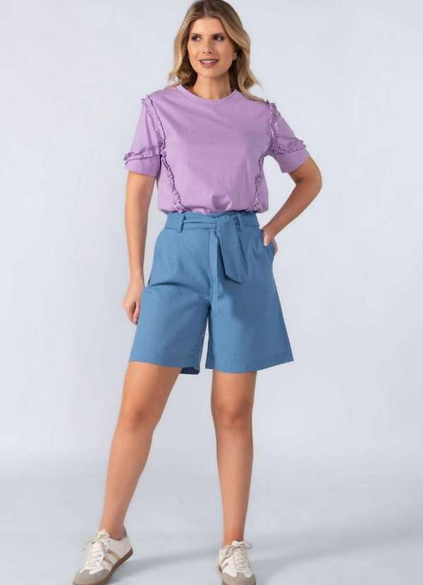 Lamis - Blusa em Algodao com Babados Lilas