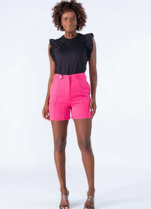 Lamis - Blusa em Algodao Muscle Babado Preto