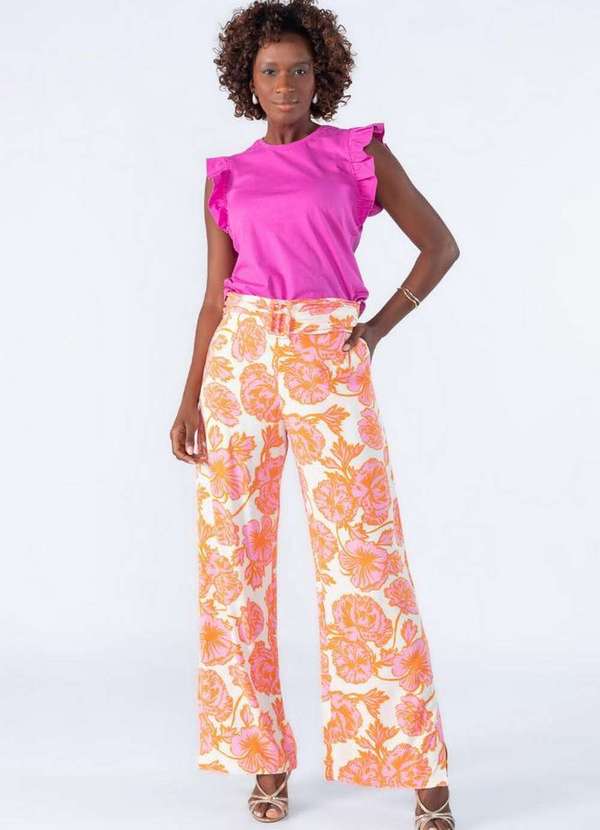 Lamis - Blusa em Algodao Muscle Babado Rosa Fucsia