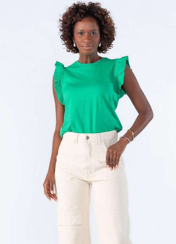Lamis - Blusa em Algodao Muscle Babado Verde