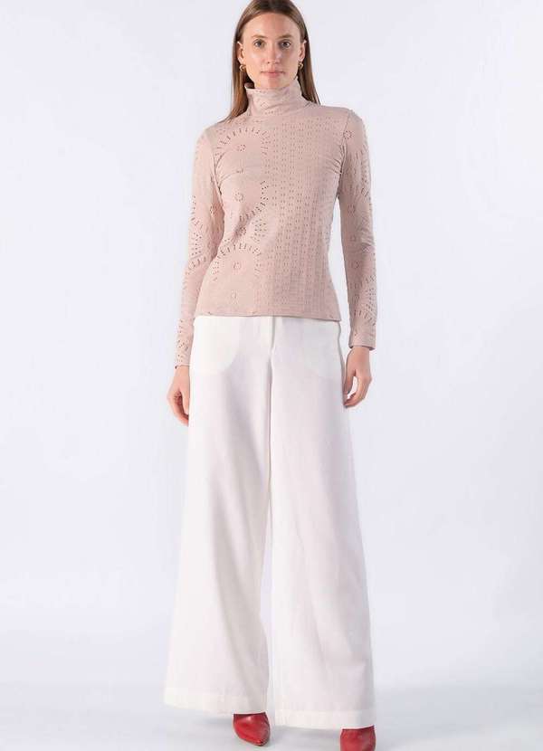 Lamis - Blusa em Poliamida Gola Alta Rose