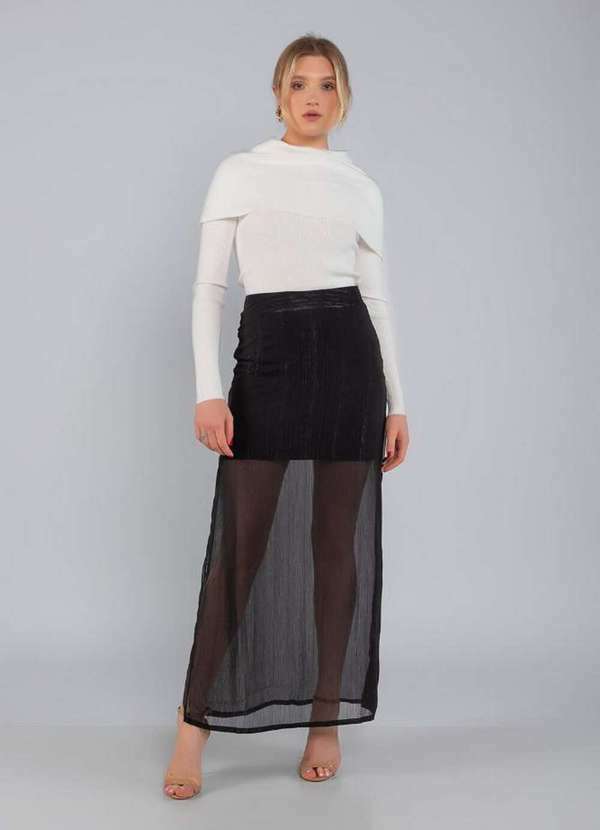 Lamis - Blusa em Tricot Cacharrel Gola Grande Off White