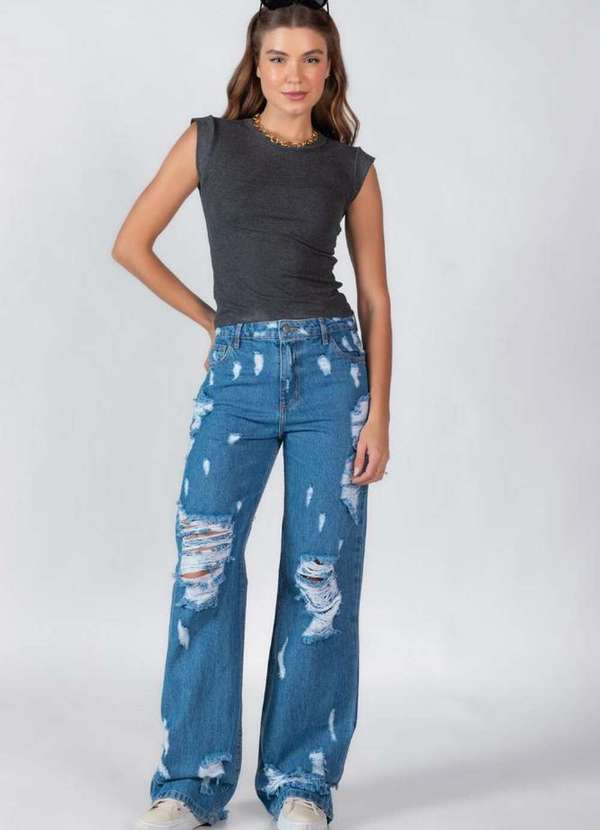 Lamis - Blusa em Viscose com Manga Cavada Cinza