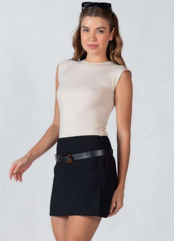 Lamis - Blusa em Viscose com Manga Cavada Bege 3