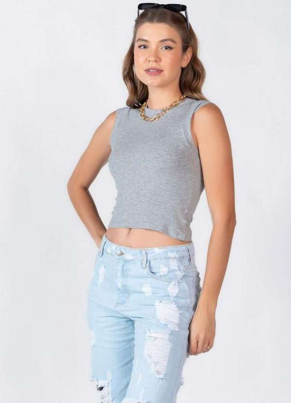 Lamis - Blusa em Viscose Detalhe na Manga Cinza Claro 3