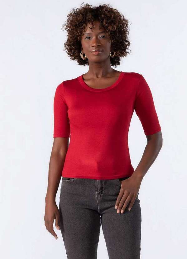 Lamis - Blusa em Viscose Manga 3/4 Vermelho
