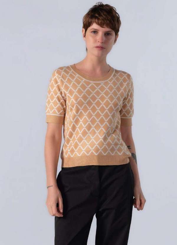 Lamis - Blusa em Viscose Manga Curta Caqui 2