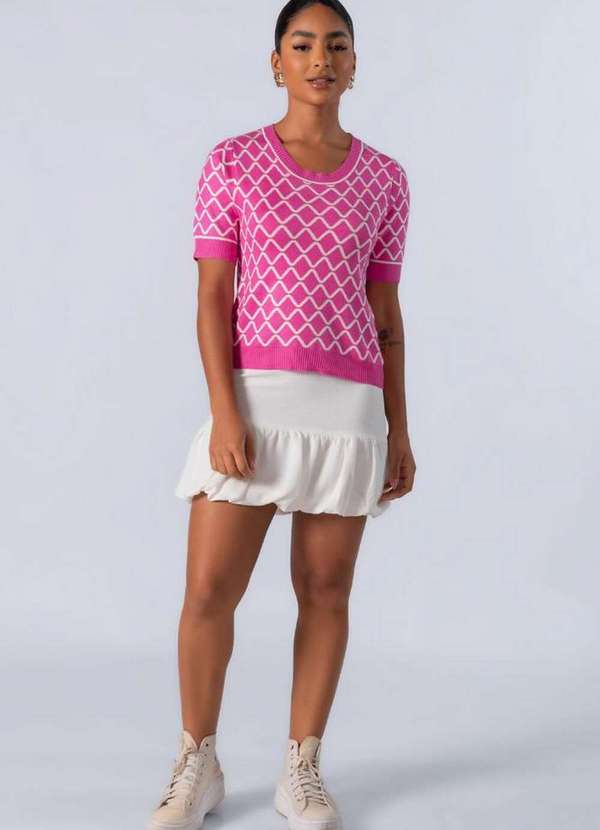 Lamis - Blusa em Viscose Manga Curta Rosa