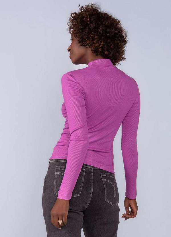 Lamis - Blusa em Viscose Manga Longa e Pedraria Roxo 4