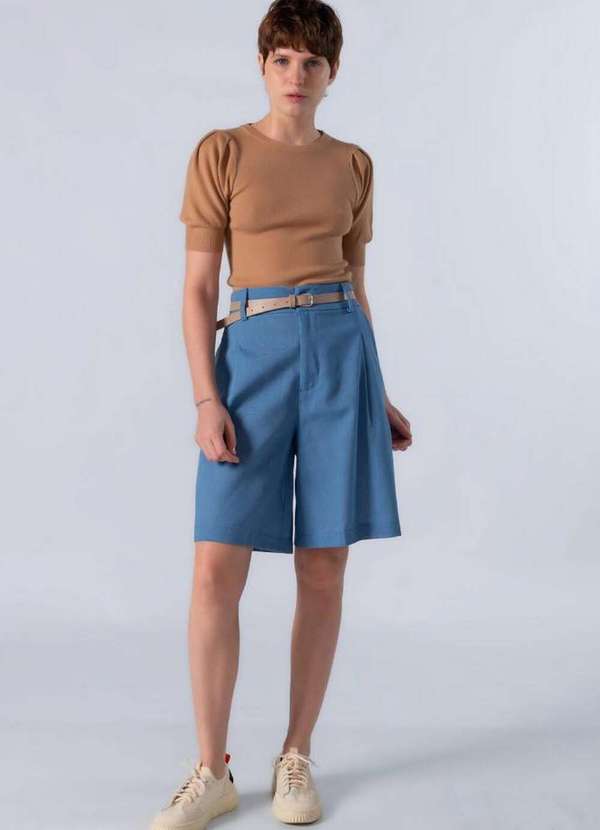 Lamis - Blusa em Viscose Manga Princesa Caqui