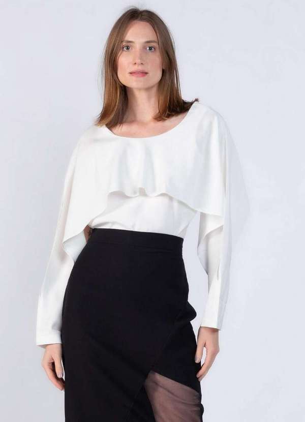 Lamis - Blusa em Viscose Recorte Manga Branco
