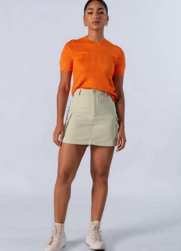 Lamis - Blusa em Viscose Tecido Trabalhado Laranja