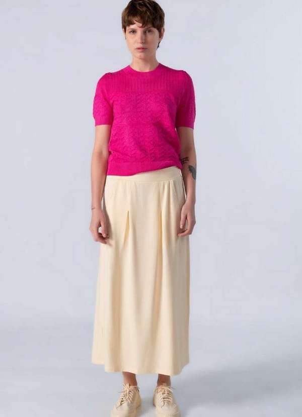 Lamis - Blusa em Viscose Tecido Trabalhado Pink