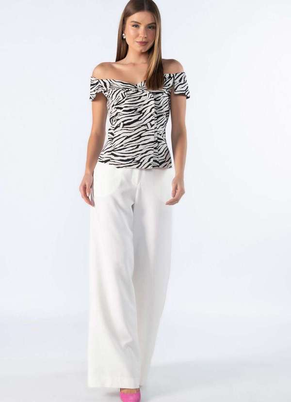 Lamis - Blusa Estampa Zebra Ombro a Ombro Preto 2