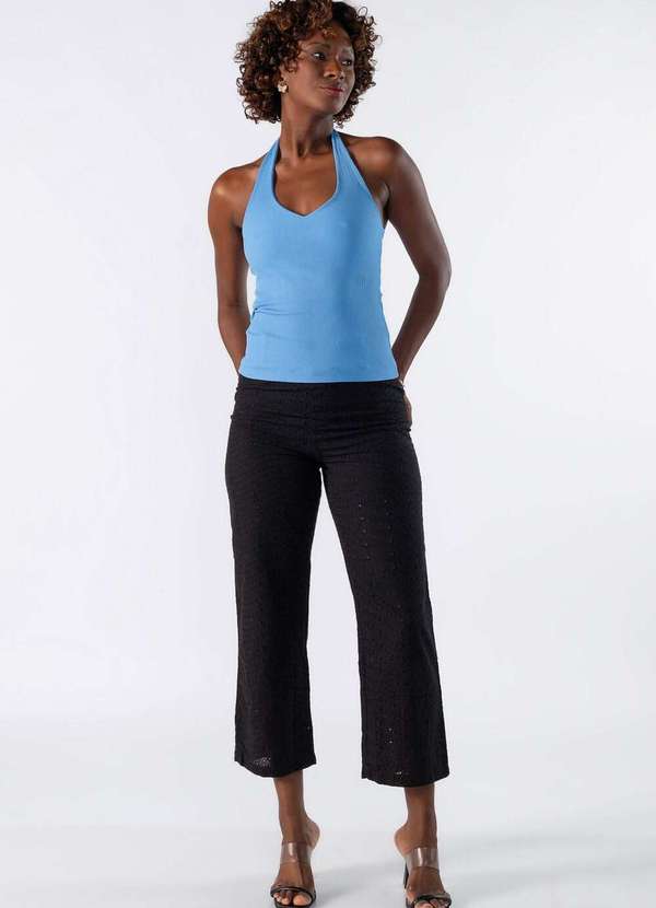 Lamis - Blusa Frente Unica Canelada Azul 2