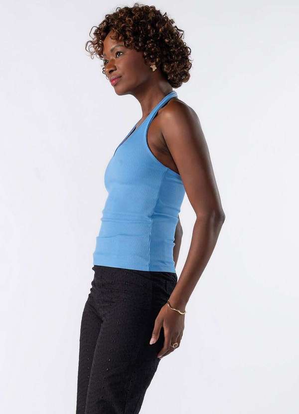 Lamis - Blusa Frente Unica Canelada Azul 3