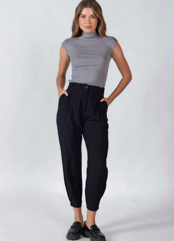 Lamis - Blusa Gola Alta Canelada Cinza Claro