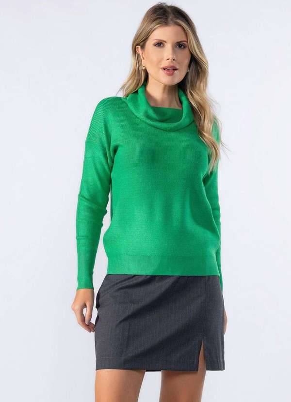 Lamis - Blusa Gola Alta Canelada Verde