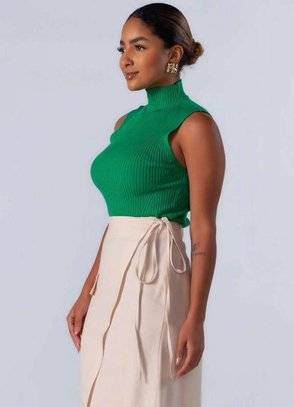 Lamis - Blusa Gola Alta Manga Cavada Verde 3