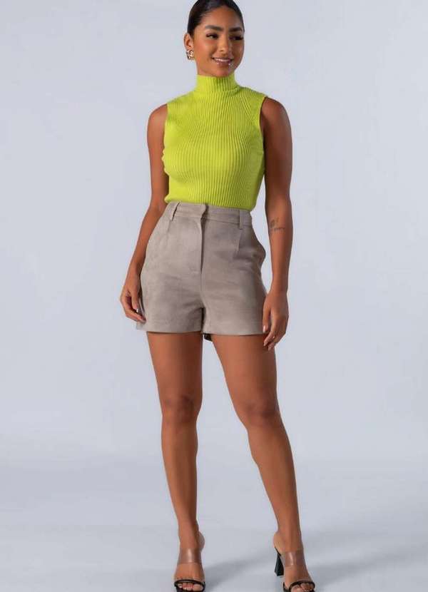 Lamis - Blusa Gola Alta Manga Cavada Verde Claro