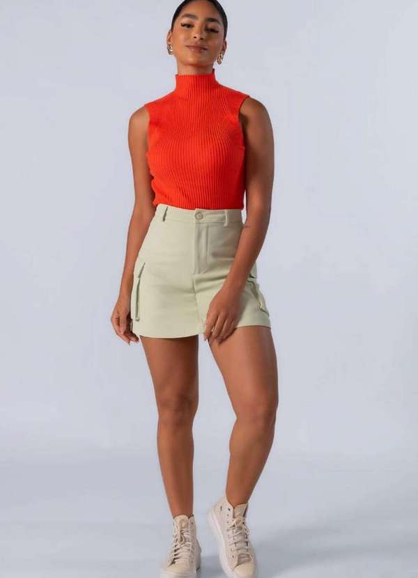 Lamis - Blusa Gola Alta Manga Cavada Laranja