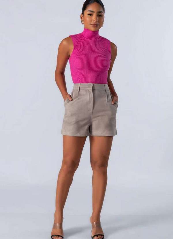 Lamis - Blusa Gola Alta Manga Cavada Pink