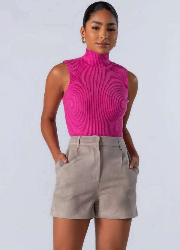 Lamis - Blusa Gola Alta Manga Cavada Pink 2