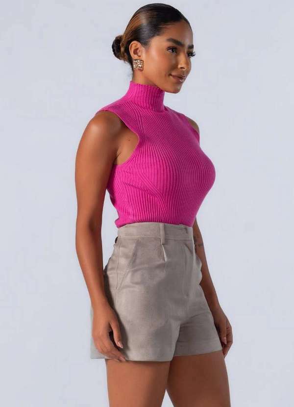 Lamis - Blusa Gola Alta Manga Cavada Pink 3