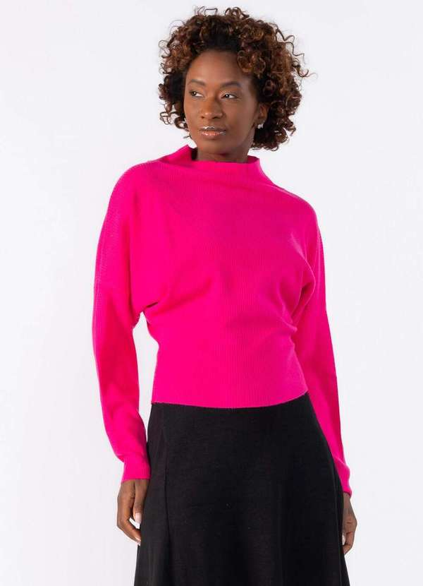 Lamis - Blusa Gola Alta Manga Morcego Pink