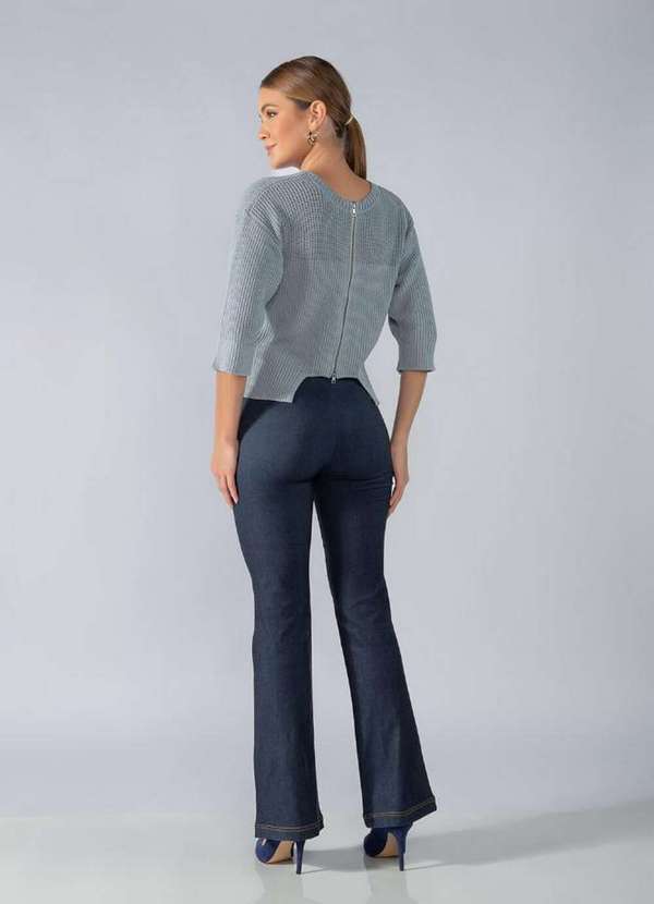 Lamis - Blusa Lã Ziper nas Costas Manga 3/4 Cinza 4