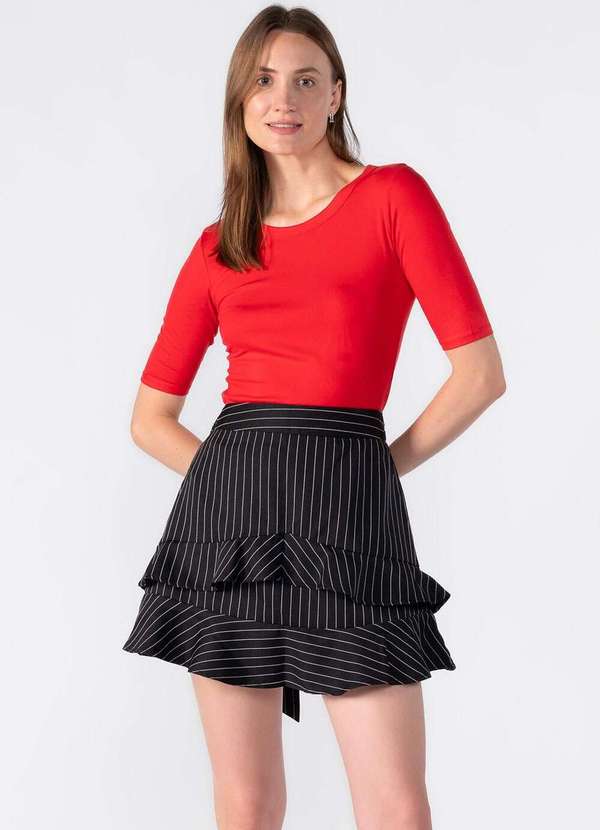 Lamis - Blusa Malha Basica Manga 3/4 Vermelho