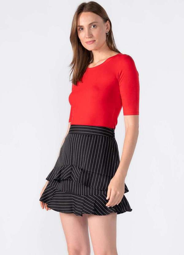 Lamis - Blusa Malha Basica Manga 3/4 Vermelho 3