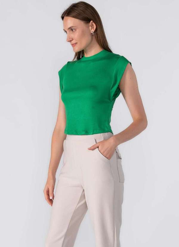 Lamis - Blusa Malha Basica Manga Cavada Verde 3