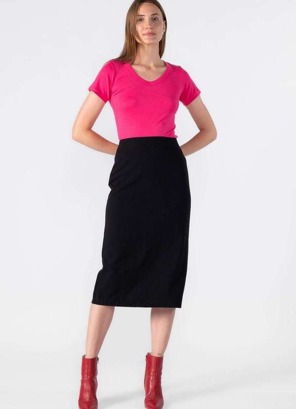 Lamis - Blusa Malha Gola V Rosa 2