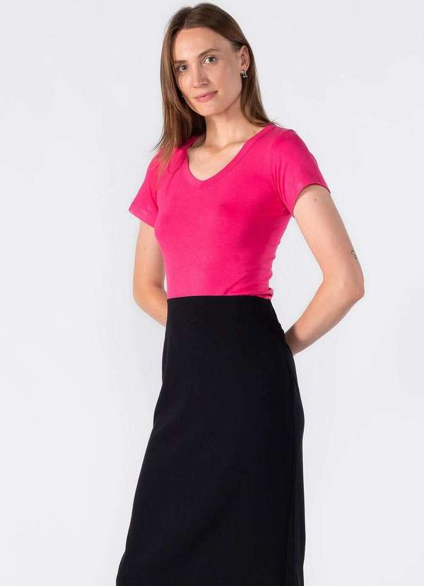 Lamis - Blusa Malha Gola V Rosa 3