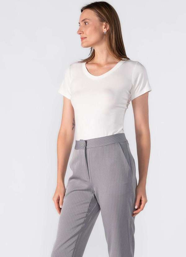 Lamis - Blusa Malha Gola V Branco 3