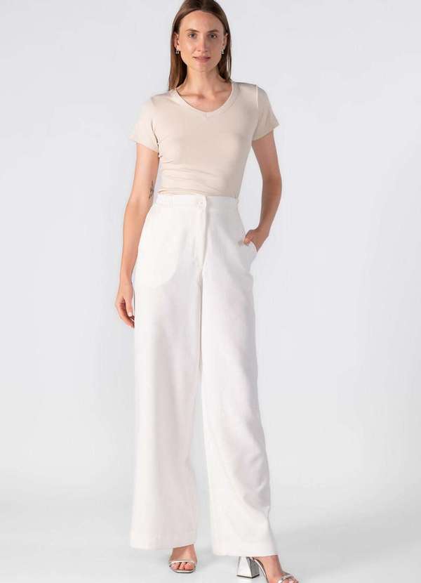 Lamis - Blusa Malha Gola V Bege 2